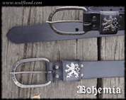 KINGDOM OF BOHEMIA, EXCLUSIVE LEATHER BELT, BLACK - OLD SLAVS