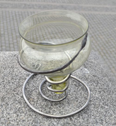 MEDIEVAL GLASS, GLASS WITH FORGED IRON STAND - HISTORICAL GLASS