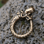 JORMUNGANDR, BRONZE PENDANT SNAKE FROM MIDGARD, UROBOROS 25MM - VIKING PENDANTS