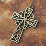 CELTIC CROSS AMULET, ZINC ALLOY ANT.BRASS - CELTIC PENDANTS