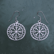 VEGVÍSIR - ICELANDIC COMPASS, EARRINGS AND PENDANT, SILVER - JEWELLERY SETS