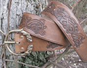 CELTIC WOLF, CARVED LEATHER BELT - BELTS