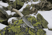 WYATT, BOWIE KNIFE WITH ANTLER, HAMON HARDENING - KNIVES