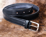 GENTLEMAN, LUXURY LEATHER BELT WITH SILVER BUCKLE - BELTS