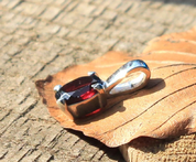 GARNET PENDANT, FACETED GEM, STERLING SILVER - PENDANTS