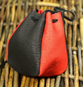 LEATHER POUCH, RED 9 X 10CM - BAGS, SPORRANS