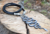 SNAKE, FORGED PENDANT, LEATHER BOLO - CELTIC PENDANTS