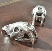 SÄBELZAHNTIGER, MACHAIRODUS - SMILODON, GROSSER HALSANHÄNGER, AG 925, 26G - ANHÄNGER - SCHMUCK, SILBER