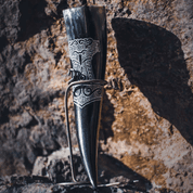 THOR'S HAMMER, ENGRAVED DRINKING HORN - DRINKING HORNS