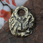 ALGIZ RUNE, AMULETT, ALTMESSING - RUNENANHÄNGER