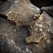 SCANIA, VIKING LEATHER BRAIDED NECKLACE, BRONZE - HISTORISCHEN REPLIKEN AUS BRONZE