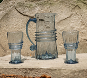 AQUARIA BLAUEN HISTORISCHEN GLAS, SET 2+1 - REPLIKEN HISTORISCHER GLAS