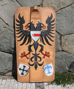 HAND PAINTED PAVISE, LONG WOODEN SHIELD EAGLE - PAINTED SHIELDS