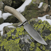 WYATT, BOWIE KNIFE WITH ANTLER, HAMON HARDENING - KNIVES