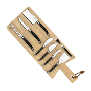8 CHEESE KNIVES BLACK WITH SERVING BOARD PREMIUM LINE OF LAGUIOLE STYLE DE VIE - KITCHEN KNIVES