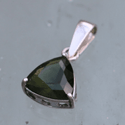 MOLDAVITE - TRIANGULAR DE LUXE, SILVER PENDANT - MOLDAVITES, CZECH