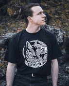 FENRIR, VIKING WOLF, MEN'S T-SHIRT B&W - HEIDNISCHE T-SHIRTS