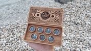 SPINTRIAE, ROMAN TOKENS AND A WOODEN BOX - 7 DAYS OF FUN - EROTIC TOKENS AND COINS