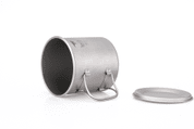 TI3208 SINGLE-WALL TITANIUM MUG WITH FOLDING HANDLE AND LID - TITANIUM EQUIPMENT