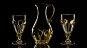 PERCHTA, SET OF MEDIEVAL GLASS 2 + 1 - HISTORICAL GLASS