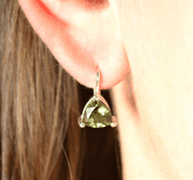 MOLDAVITE SILVER EARRINGS, TRIANGLES, AG 925 - MOLDAVIT