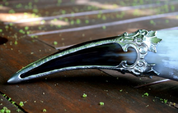 ART NOUVEAU DRINKING HORN WITH MASKARONI, TIN - TRINKHÖRNER MIT ZINN