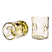 WHISKEY GLASS SET, 2 GLASSES, GREEN FORREST - HISTORICAL GLASS