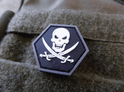 NO FEAR PIRATE HEXAGON, 3D VELCRO PATCH - MILITARY PATCHES