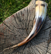 IVAR, VIKING DRINKING HORN, BRONZE FITTINGS 0.5 L - DRINKING HORNS