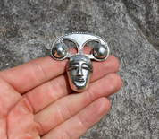 KELTISCHER KOPF, LA TÉNE KUNSTSTIL, AMULETT, SILBER 925 - ANHÄNGER - SCHMUCK, SILBER