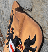 HAND PAINTED PAVISE, LONG WOODEN SHIELD EAGLE - PAINTED SHIELDS