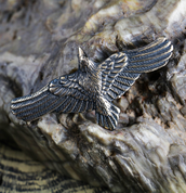 FLYING CROW - RAVEN PENDANT, BRONZE - BRONZE HISTORICAL JEWELS