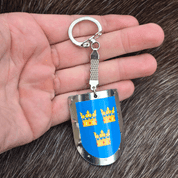 SWEDEN, MEDIEVAL SHIELD, KEY CHAIN, METAL, HANDMADE - KEYCHAINS