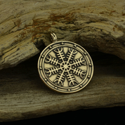 AEGISHJALMUR - HELM OF AWE, ICELANDIC MAGICAL RUNE, MEDALLION, BRONZE - VIKING PENDANTS