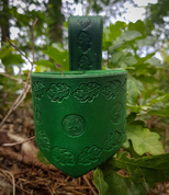 LEAF, LEATHER DRINKING HORN HOLDER, GREEN - TRINKHÖRNER