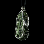 ERIS, CZECH MOLDAVITE STERLING SILVER PENDANT - MOLDAVITES, TEKTITES