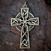 CELTIC CROSS AMULET, ZINC ALLOY ANT.BRASS - CELTIC PENDANTS