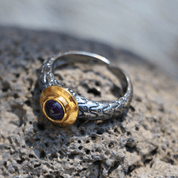 VIKING WEDDING RING, ORUPGÅRD, DENMARK, STERLING SILVER, AG 925, AMETHYST - RINGS