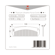 TI1731 TITANIUM ULTRATHIN PURSE COMB - TITANIUM EQUIPMENT