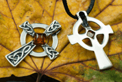 CELTIC CROSS, PENDENTIF, ARGENT, AMBRE - AMBRE ET ARGENT