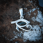 HORUS' EYE, SILVER AND MOLDAVITE - PENDANTS