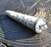 CARVED ANTLER PENDANT, VIKING STYLE, STERLING SILVER - PENDANTS