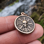 VEGVÍSIR SKULL - ICELANDIC RUNE, BRONZE PENDANT - PENDANTS, NECKLACES