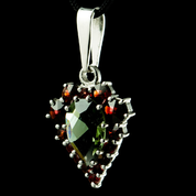 VENUS, MOLDAVITE, GARNET, SILVER PENDANT - PENDANTS