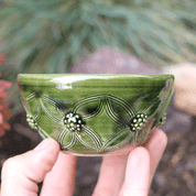 GREEN MEDIEVAL BOWL 10 CM - HISTORICAL CERAMICS