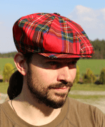 ACHT PANEL CAP TARTAN, ROT, IRLAND - HÜTE AUS IRLAND