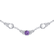 MOON PHASES, SILVER NECKLACE WITH AMETHYST AG 925 - HALSKETTEN