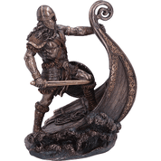 BRONZED HALVOR VIKING LONGSHIP FIGURINE 24CM - FIGUREN, LAMPEN