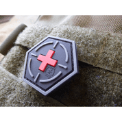 JTG TACTICAL MEDIC RED CROSS, HEXAGON PATCH, BLACKMEDIC - MILITARY PATCHES