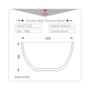 DOUBLE-WALL TITANIUM BOWL 850ML TI5355 - TITANIUM EQUIPMENT